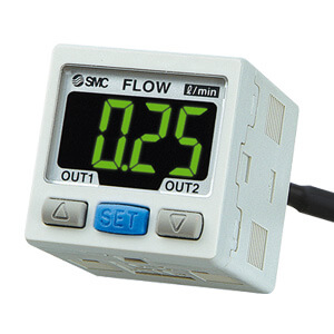 SMC 25A-PFM3, Digital Flow Monitor, 2-Color Display, IP40, for 25A-PFM Sensors, Secondary Battery