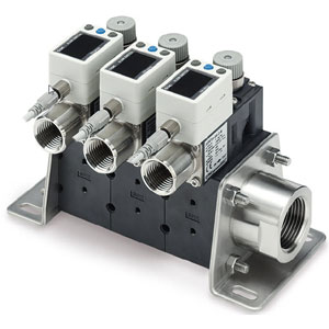 SMC PF3WR, Digital Flow Sensor Manifold, IO-Link, Remote Return, 0.5-40 Lpm